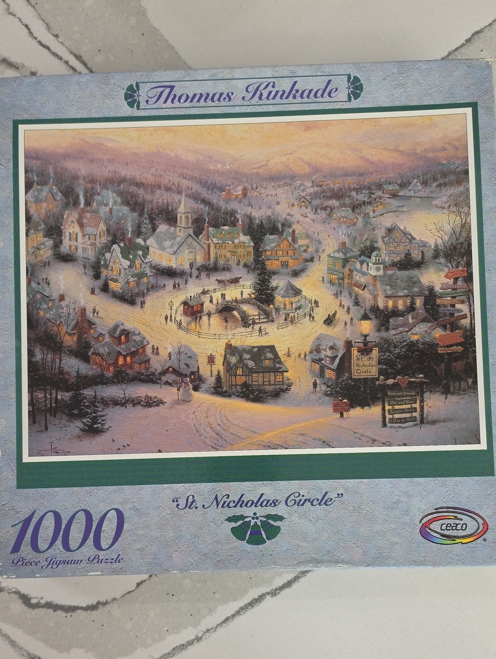 Thomas Kinkade 1000 Piece Puzzle At Nicholas Circle Christmas Vintage Jigsaw